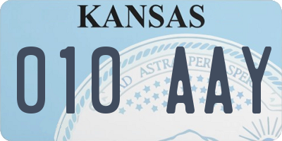 KS license plate 010AAY