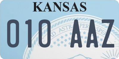 KS license plate 010AAZ