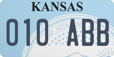 KS license plate 010ABB