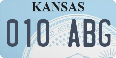 KS license plate 010ABG