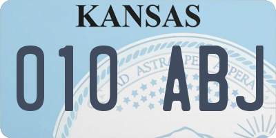 KS license plate 010ABJ