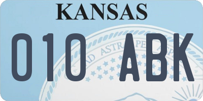 KS license plate 010ABK