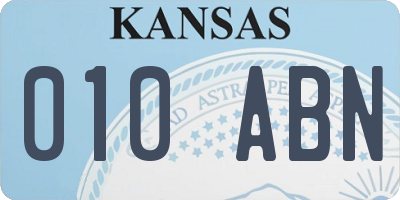 KS license plate 010ABN