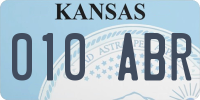 KS license plate 010ABR