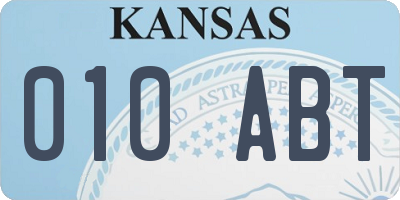 KS license plate 010ABT