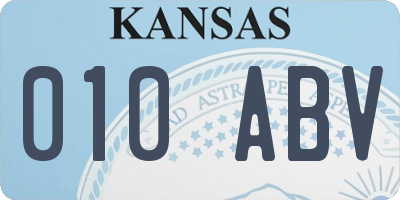 KS license plate 010ABV