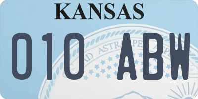 KS license plate 010ABW