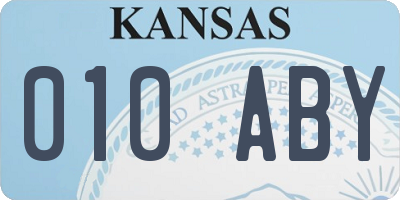 KS license plate 010ABY
