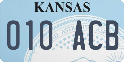 KS license plate 010ACB