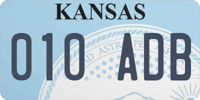 KS license plate 010ADB