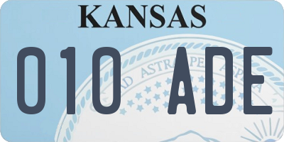 KS license plate 010ADE