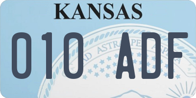 KS license plate 010ADF