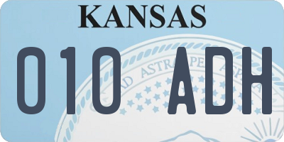KS license plate 010ADH