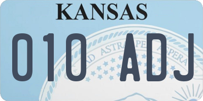 KS license plate 010ADJ