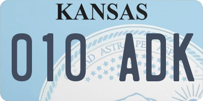 KS license plate 010ADK