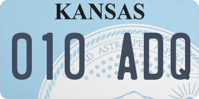 KS license plate 010ADQ