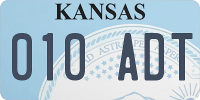 KS license plate 010ADT