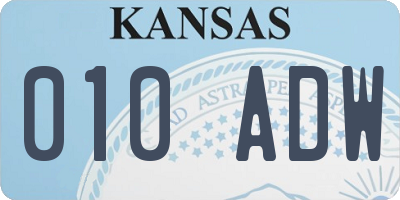 KS license plate 010ADW