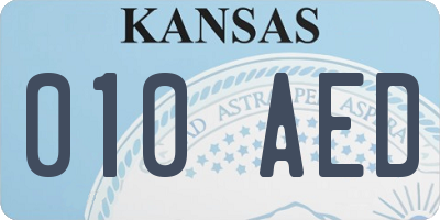KS license plate 010AED