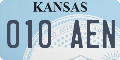 KS license plate 010AEN