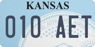 KS license plate 010AET