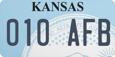 KS license plate 010AFB