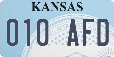 KS license plate 010AFD