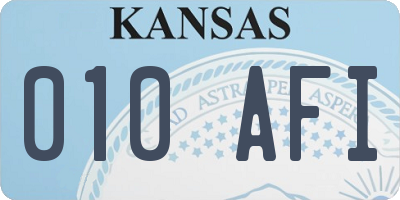 KS license plate 010AFI
