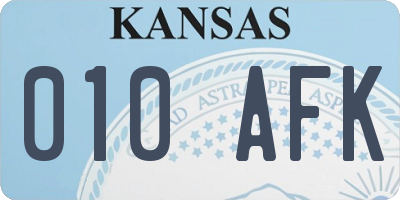 KS license plate 010AFK