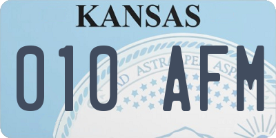 KS license plate 010AFM