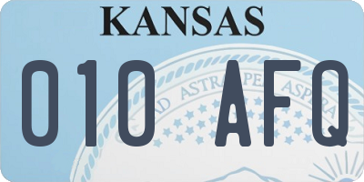 KS license plate 010AFQ