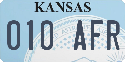 KS license plate 010AFR