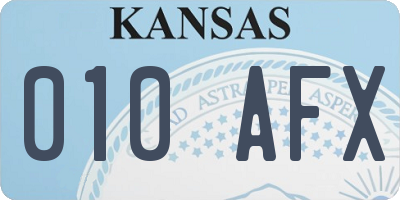KS license plate 010AFX