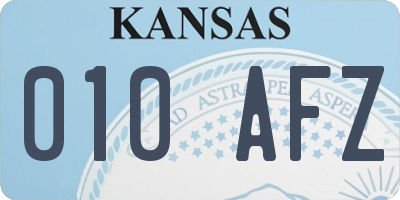KS license plate 010AFZ