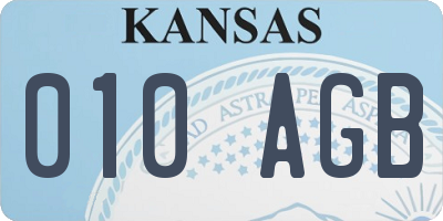 KS license plate 010AGB