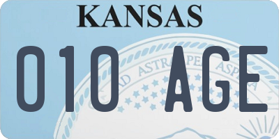 KS license plate 010AGE
