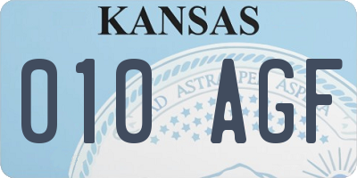 KS license plate 010AGF