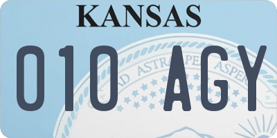 KS license plate 010AGY