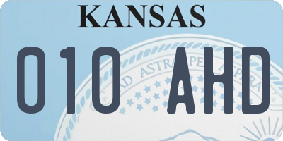 KS license plate 010AHD