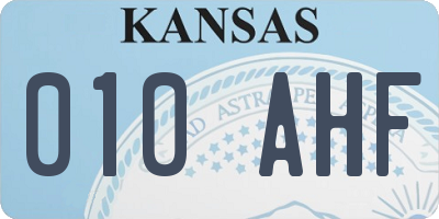KS license plate 010AHF