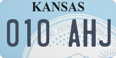 KS license plate 010AHJ