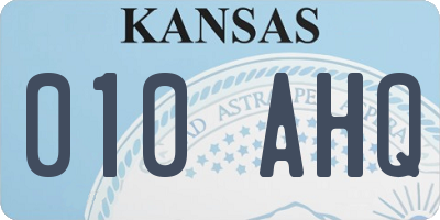 KS license plate 010AHQ