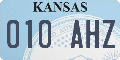 KS license plate 010AHZ