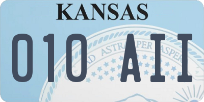KS license plate 010AII
