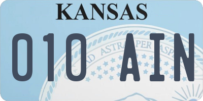 KS license plate 010AIN