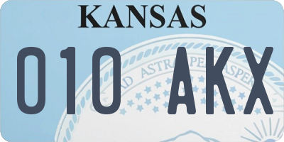 KS license plate 010AKX