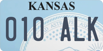KS license plate 010ALK