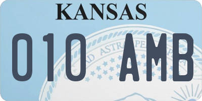 KS license plate 010AMB
