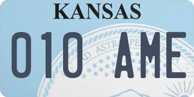 KS license plate 010AME