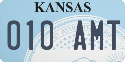 KS license plate 010AMT